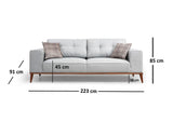 Canapea Fixa cu 3 Locuri Bellisimo, Gri, 223 x 85 x 91 cm