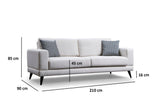 Canapea Fixa cu 3 Locuri Biutiful, 210 x 85 x 90 cm - Bej, SKU 560ARE1307