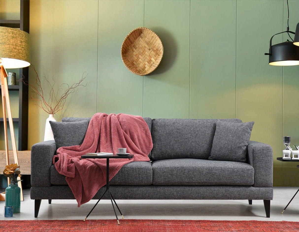 Canapea Fixa cu 3 Locuri Biutiful, 210 x 85 x 90 cm - Gri, SKU 560ARE1307