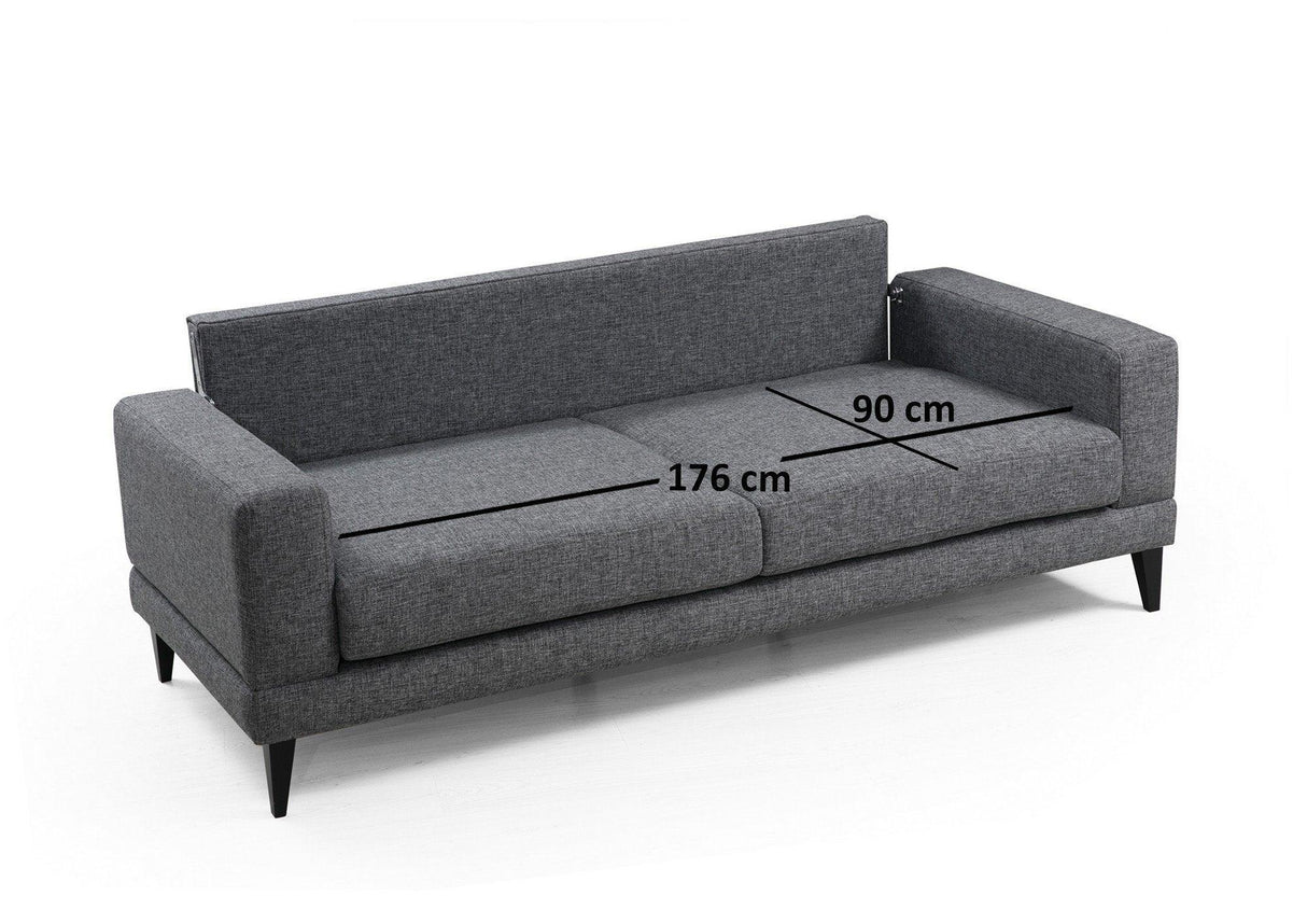 Canapea Fixa cu 3 Locuri Biutiful, 210 x 85 x 90 cm - Gri, SKU 560ARE1307