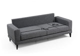 Canapea Fixa cu 3 Locuri Biutiful, 210 x 85 x 90 cm - Gri, SKU 560ARE1307