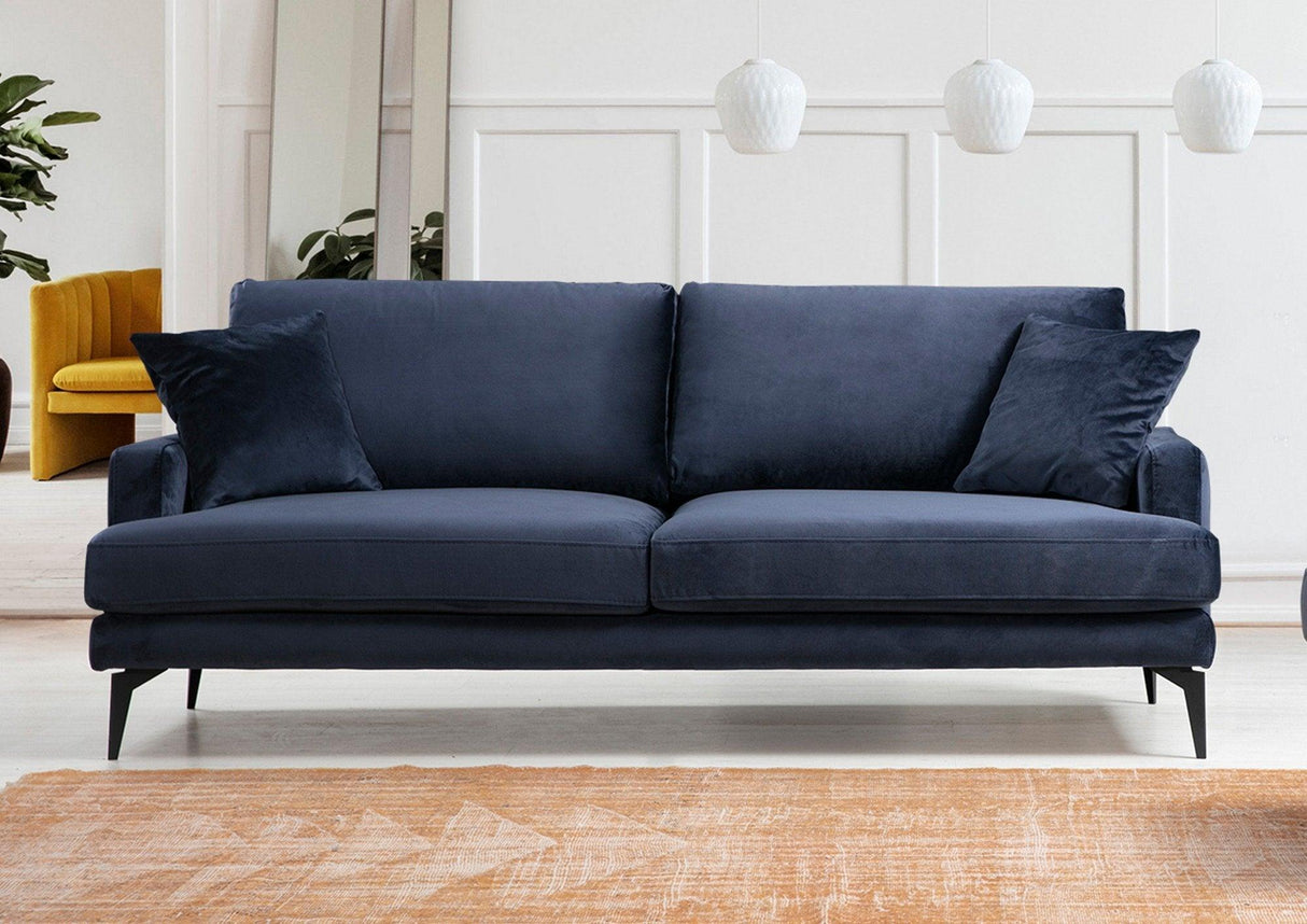 Canapea Fixa cu 3 Locuri Yase, 205 x 88 x 90 cm - Albastru, SKU 560ARE1308