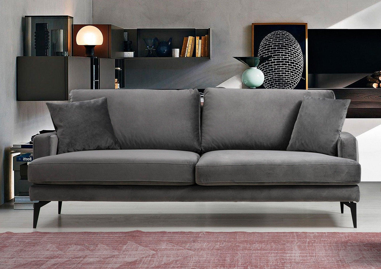 Canapea Fixa cu 3 Locuri Yase, 205 x 88 x 90 cm - Gri, SKU 560ARE1308