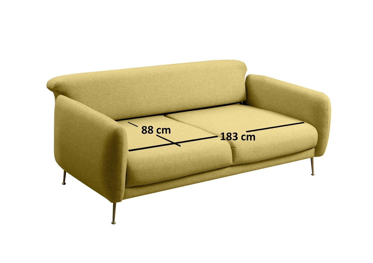 Canapea Fixa cu 3 Locuri Sevilla, 214 x 85 x 98 cm - Galben, SKU 560ARE1311