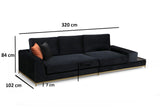 Canapea Fixa cu 4 Locuri Line, 320 x 84 x 102 cm - Negru, SKU 560ARE1315
