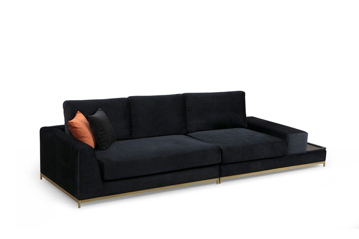 Canapea Fixa cu 4 Locuri Line, 320 x 84 x 102 cm - Negru, SKU 560ARE1315