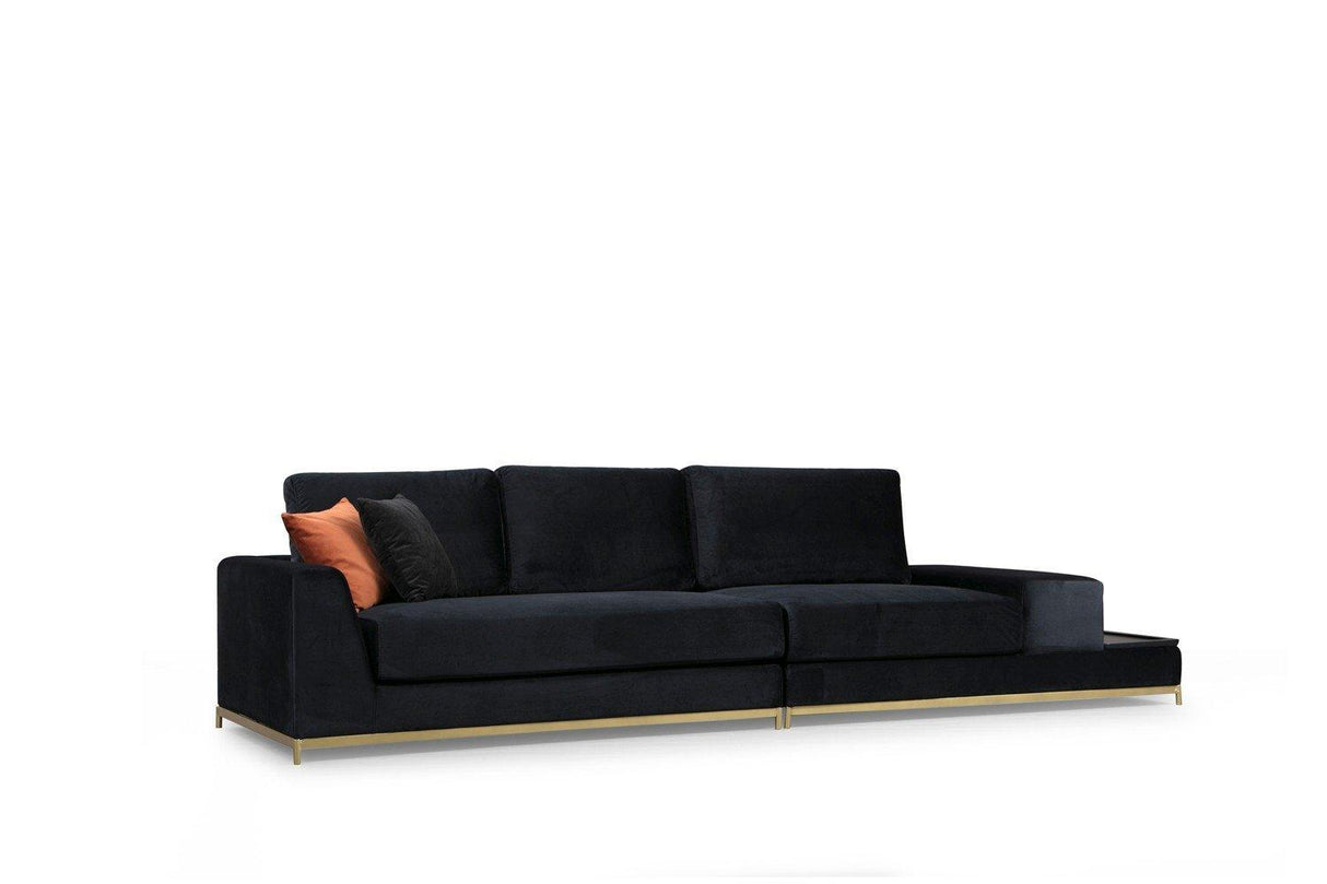 Canapea Fixa cu 4 Locuri Line, 320 x 84 x 102 cm - Negru, SKU 560ARE1315