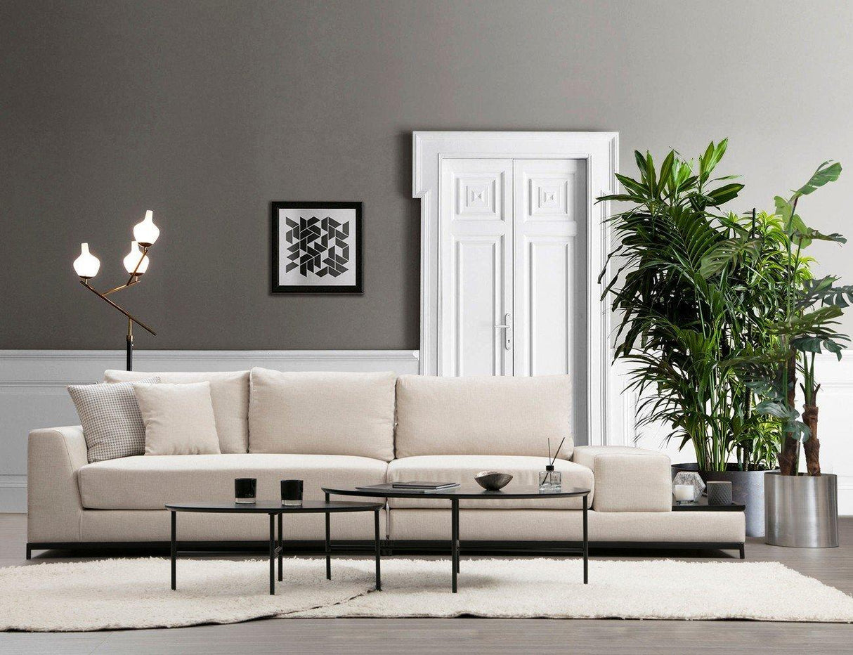 Canapea Fixa cu 4 Locuri Line, 320 x 84 x 102 cm - Bej, SKU 560ARE1315