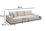 Canapea Fixa cu 4 Locuri Line, 320 x 84 x 102 cm - Bej, SKU 560ARE1315