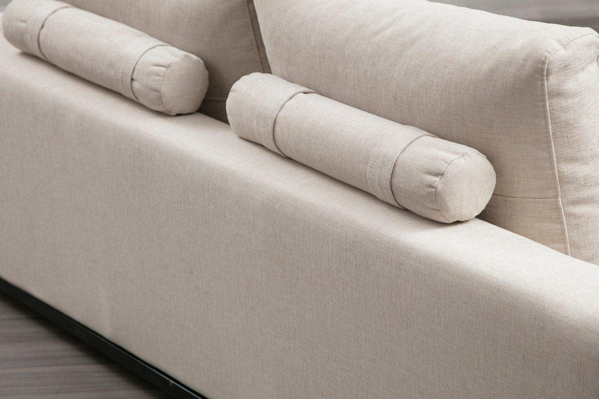 Canapea Fixa cu 3 Locuri Line, Bej, 201 x 84 x 102 cm