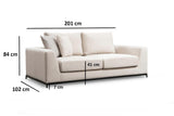 Canapea Fixa cu 3 Locuri Line, Bej, 201 x 84 x 102 cm