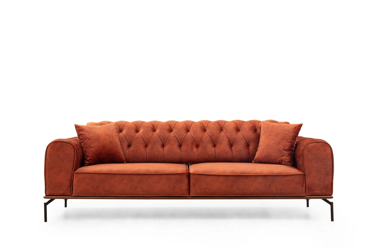 Canapea extensibilă 3 locuri Siesta, Spătar capitonat, Diverse culori, 78x62x92 cm - Portocaliu | SKU: 560ARE1338 | Canapea extensibilă 3 locuri Siesta, Spătar capitonat, 78x62x92 cm, varianta Portocaliu, produs pentru amenajarea locuinței, disponibil online în România la CasaMob