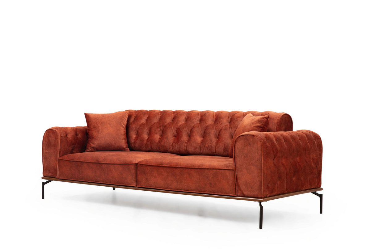 Canapea extensibilă 3 locuri Siesta, Spătar capitonat, Diverse culori, 78x62x92 cm - Portocaliu | SKU: 560ARE1338 | Canapea extensibilă 3 locuri Siesta, Spătar capitonat, 78x62x92 cm, varianta Portocaliu, produs pentru amenajarea locuinței, disponibil online în România la CasaMob