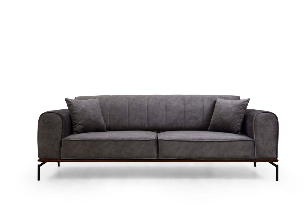 Canapea extensibilă 3 locuri Siesta, Spătar simplu, Antracit, 78x62x92 cm