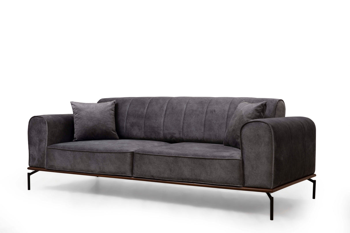 Canapea extensibilă 3 locuri Siesta, Spătar simplu, Antracit, 78x62x92 cm