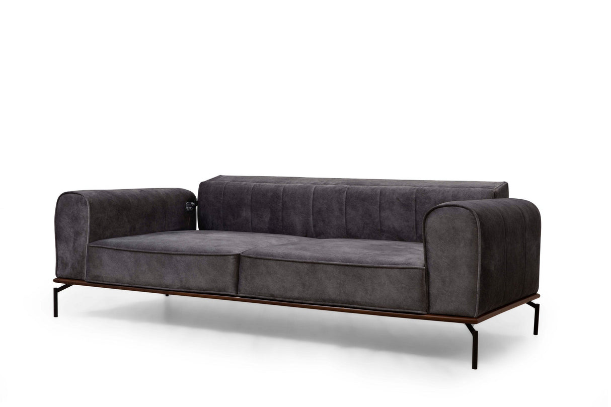 Canapea extensibilă 3 locuri Siesta, Spătar simplu, Antracit, 78x62x92 cm