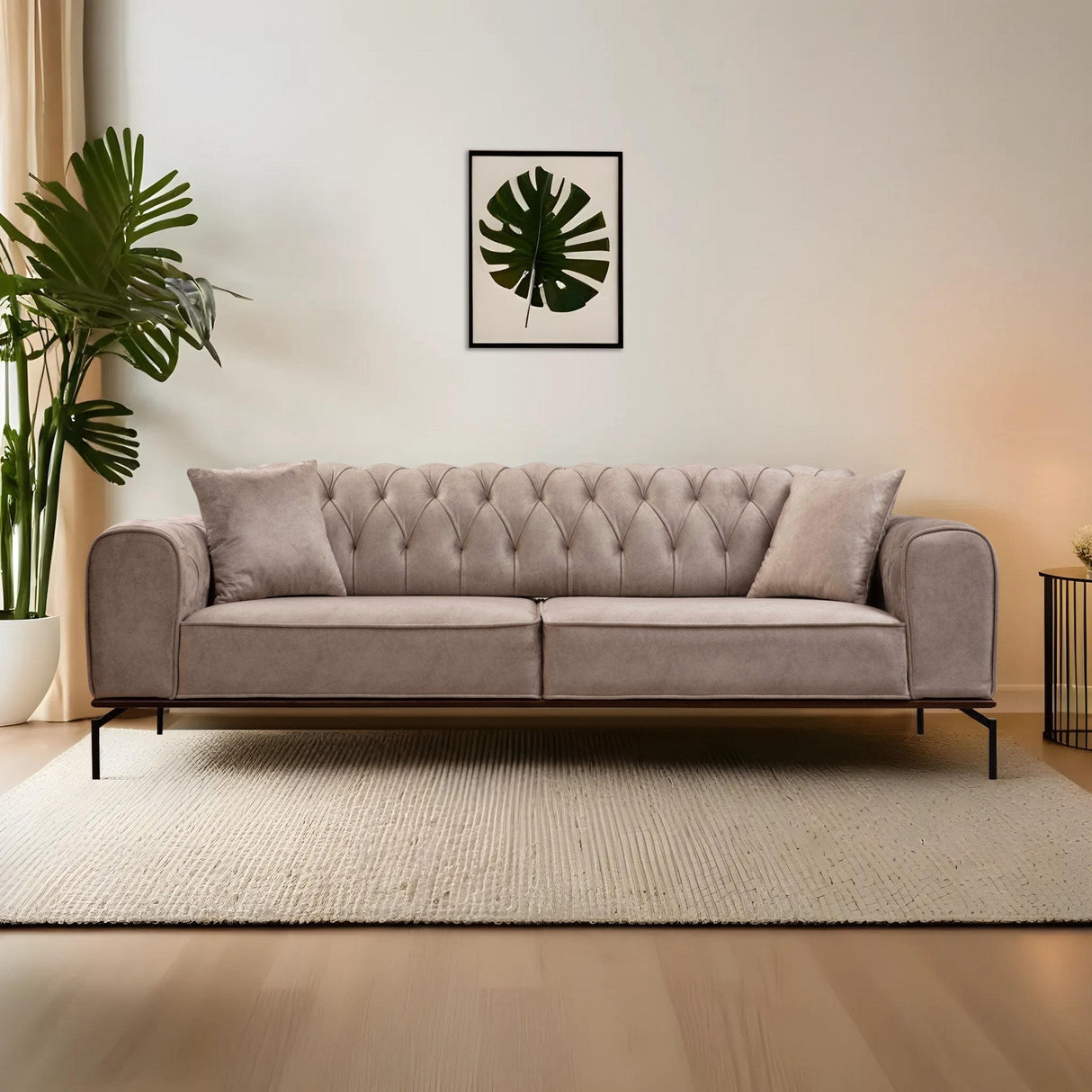 Canapea extensibilă 3 locuri Siesta, Spătar capitonat, Diverse culori, 78x62x92 cm - Crem | SKU: 560ARE1341 | Canapea extensibilă 3 locuri Siesta, Spătar capitonat, 78x62x92 cm, varianta Crem, produs pentru amenajarea locuinței, disponibil online în România la CasaMob