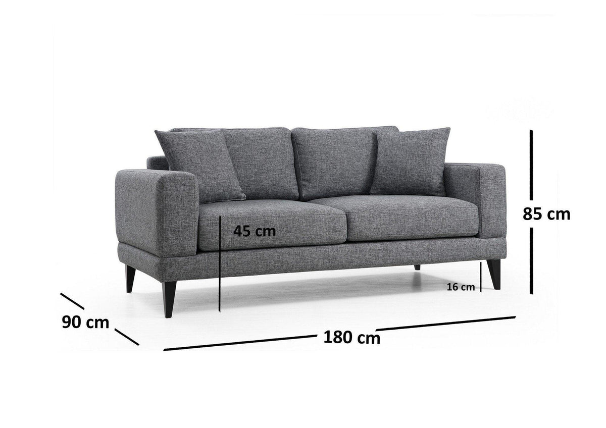 Canapea Fixa cu 2 Locuri Biutiful, Gri Inchis, 180 x 85 x 90 cm, SKU 560ARE1504