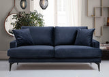 Canapea Fixa cu 2 Locuri Yase, 175 x 88 x 90 cm - Albastru, SKU 560ARE1505