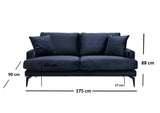 Canapea Fixa cu 2 Locuri Yase, 175 x 88 x 90 cm - Albastru, SKU 560ARE1505