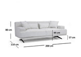 Canapea Fixa cu 2 Locuri Bentley, 200 x 80 x 110 cm - Bej, SKU 560ARE1507