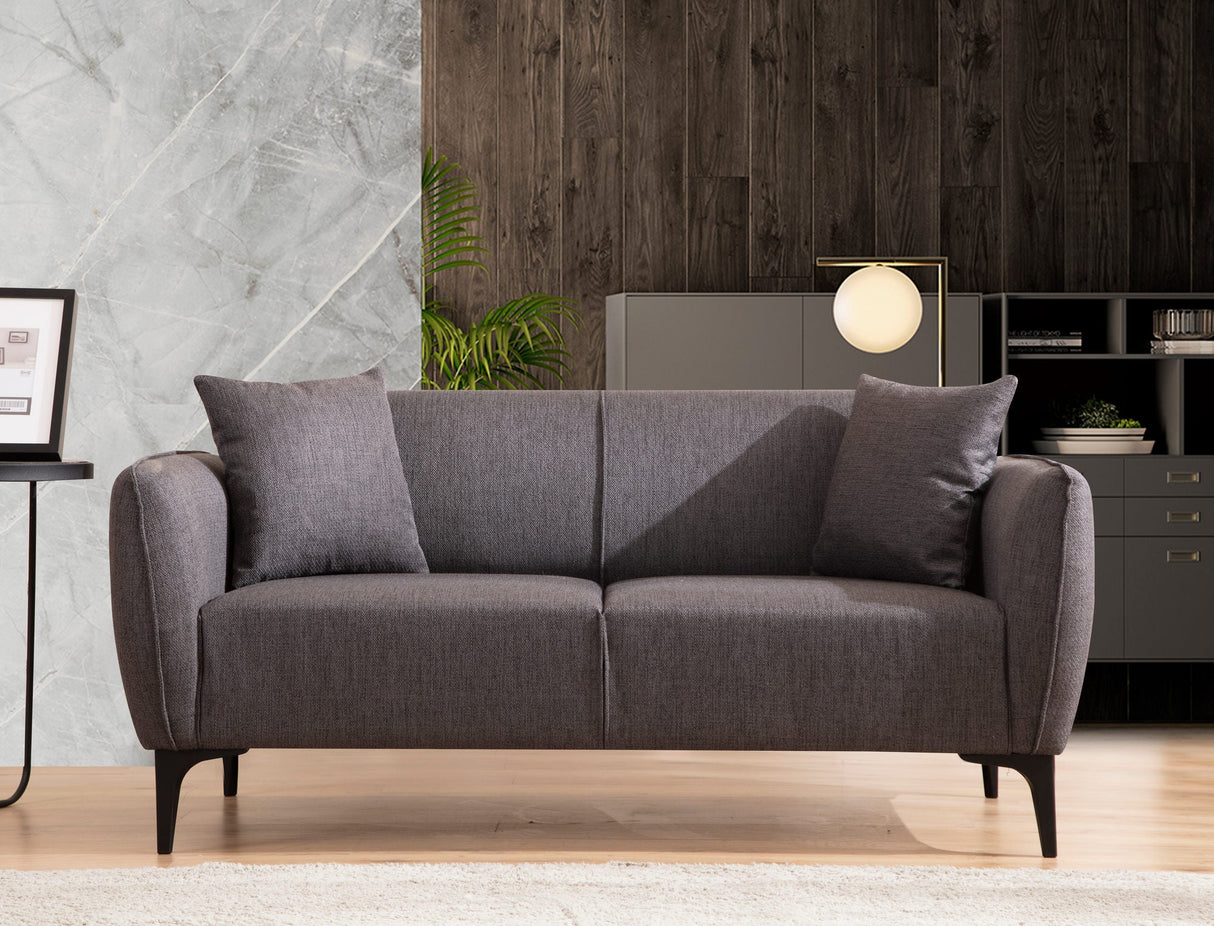 Canapea fixă Belissimo, Diverse culori, Diverse configurații, Diverse dimensiuni - Gri închis - 160x95x67 cm - 2 locuri | SKU: 560ARE1531 | Canapea fixă Belissimo, varianta Gri închis - 160x95x67 cm - 2 locuri, produs pentru amenajarea locuinței, disponibil online în România la CasaMob