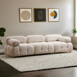 Canapea fixă 3 locuri Bubble (L1-O1-1R) - Bouclette, Crem, 95x65x75 cm
