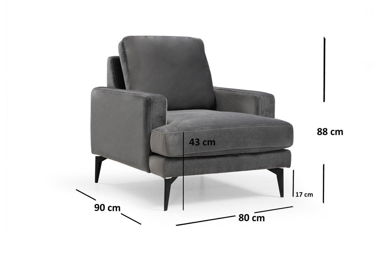 Fotoliu Yase, 80 x 88 x 90 cm - Gri, SKU 560ARE1703