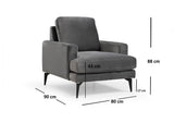 Fotoliu Yase, 80 x 88 x 90 cm - Gri, SKU 560ARE1703