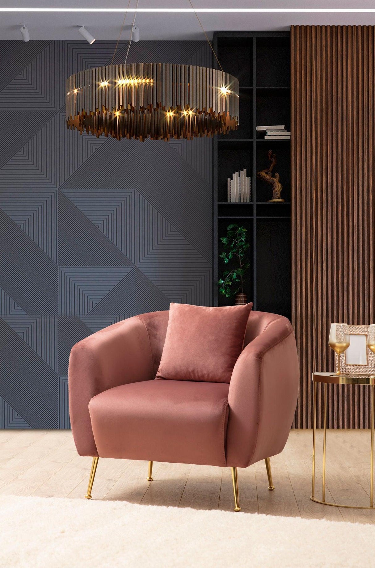 Fotoliu Eses Wing Chair, 70 x 82 x 82 cm - Roz, SKU 560ARE1729