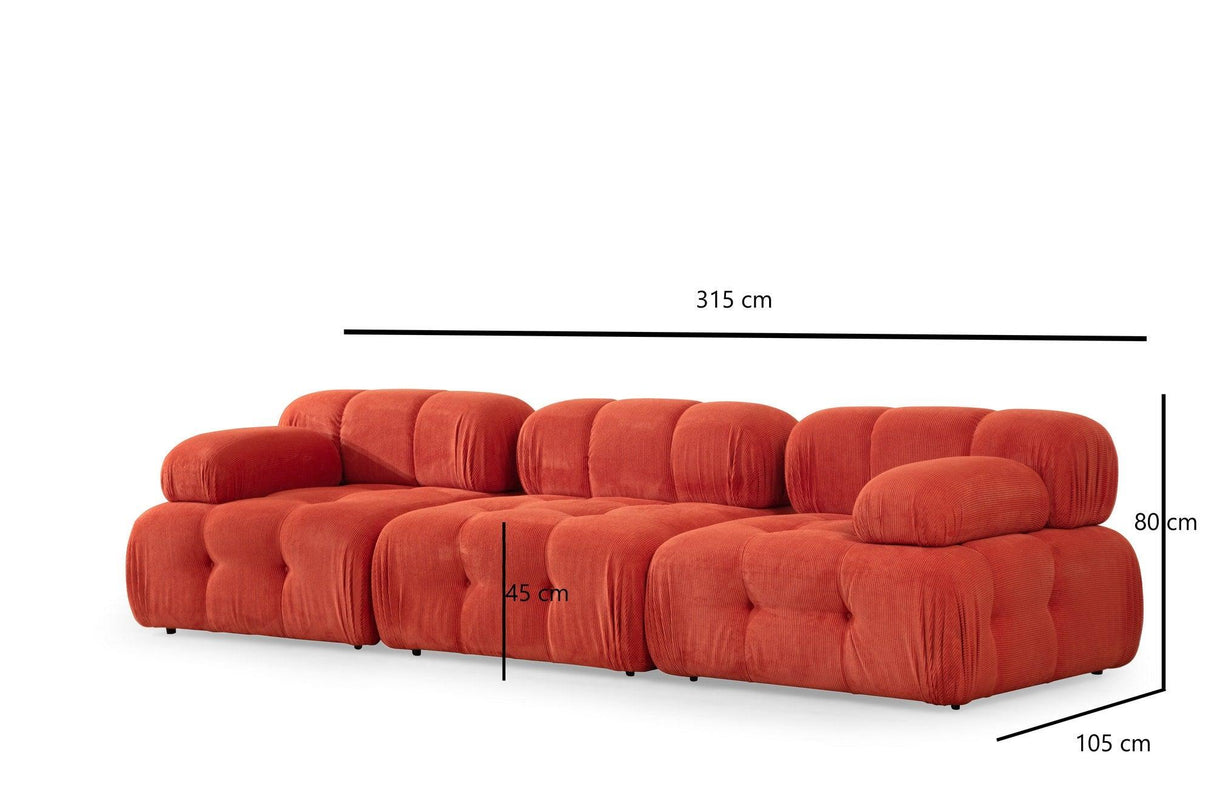 Canapea Zafer, 315 x 80 x 105 cm - Roșu, SKU 560ARE1822