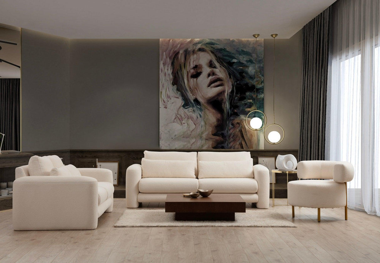 Canapea Lux 3 locuri Lily, 215 x 73 x 97 cm - Crem, SKU 560ARE1847