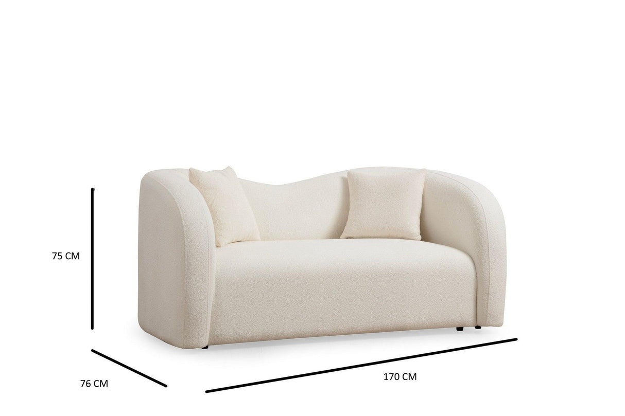 Canapea Fixa cu  2 locuri Asoste, Crem, 170 x 75 x 76 cm