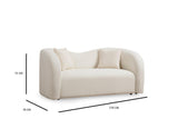 Canapea Fixa cu  2 locuri Asoste, Crem, 170 x 75 x 76 cm
