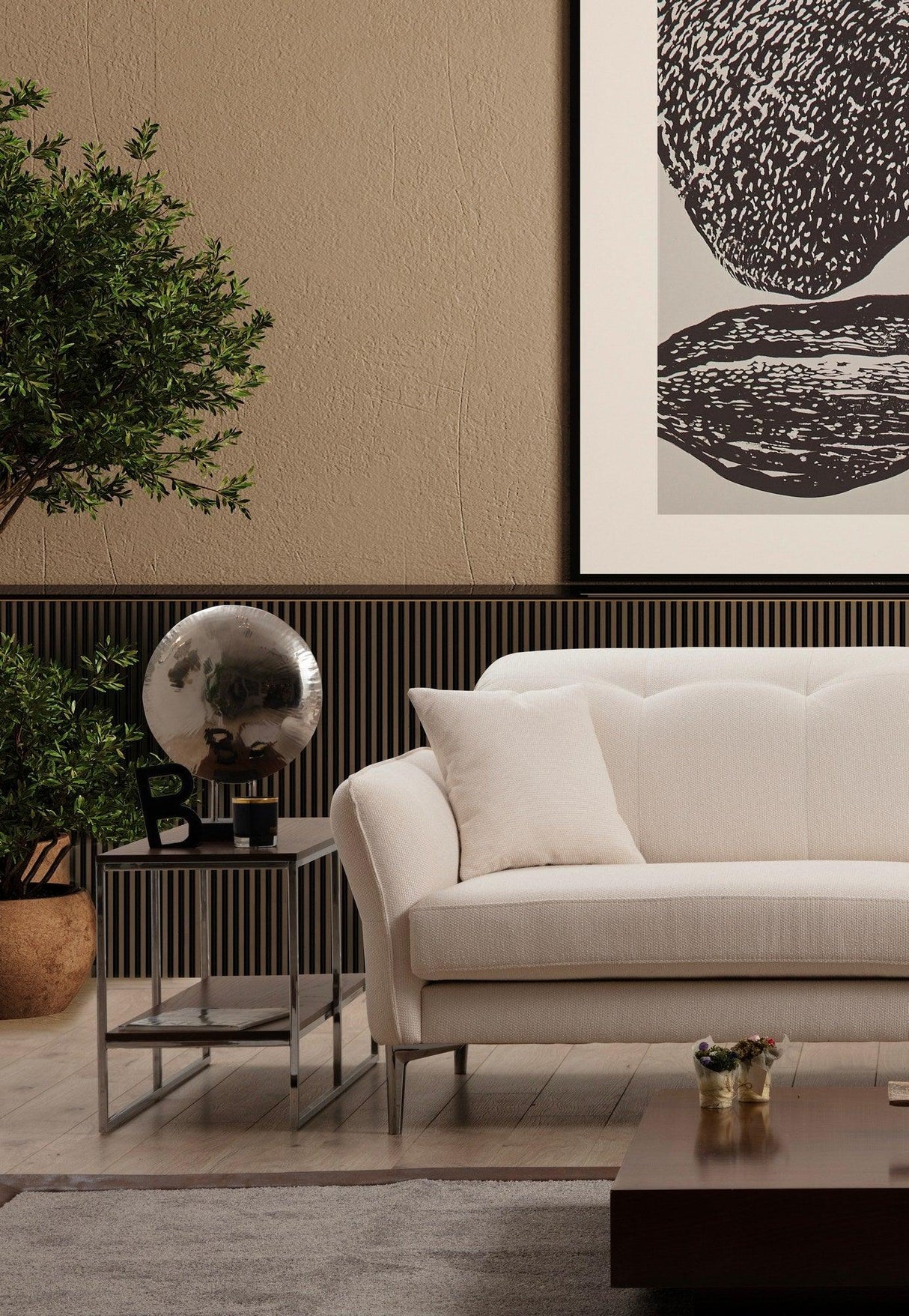 Canapea Fixa 3 locuri Costor, Alb, 230 x 96 x 100 cm