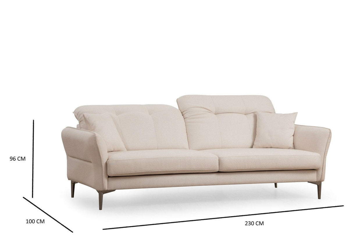 Canapea Fixa 3 locuri Costor, Alb, 230 x 96 x 100 cm