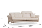 Canapea Fixa 3 locuri Costor, Alb, 230 x 96 x 100 cm