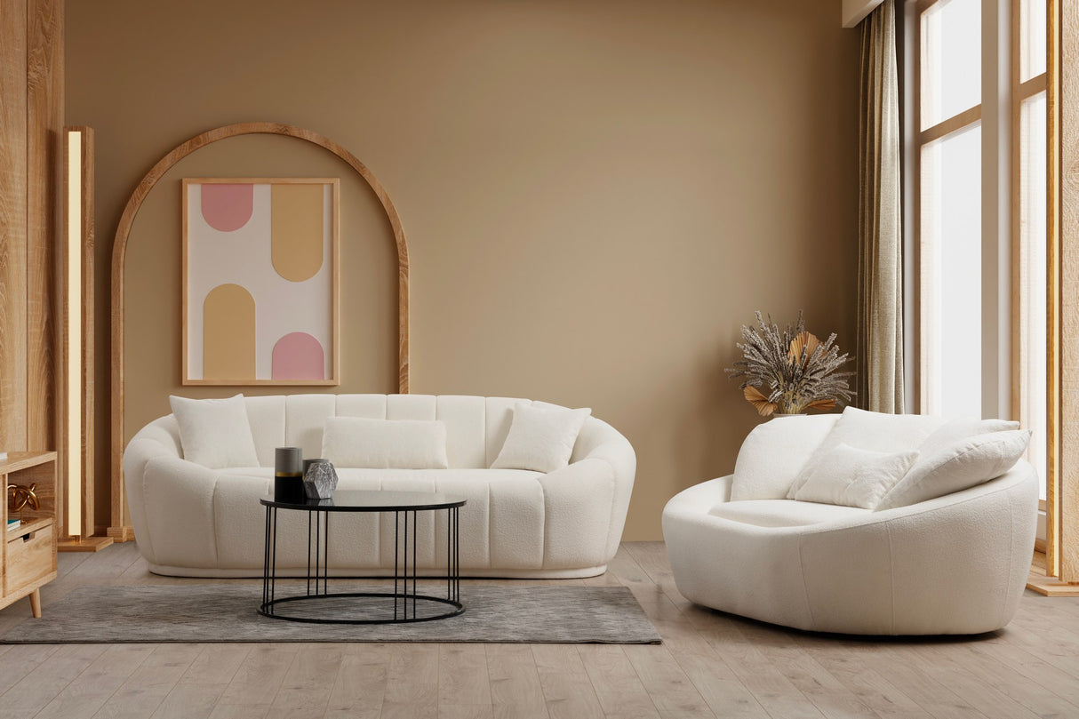 Canapea fixă 2 locuri Midye - Love Seat, Crem