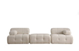 Canapea fixă 3 locuri Doblo (L1-Pouffe-1R) Bouclette, Crem