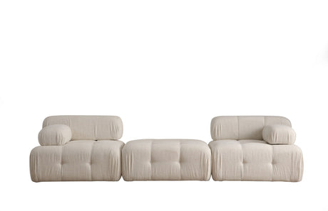 Canapea fixă 3 locuri Doblo (L1-Pouffe-1R) Bouclette, Crem