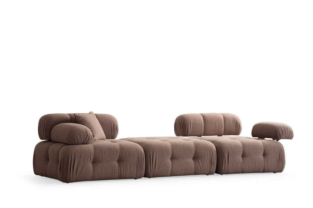 Canapea fixă 3 locuri Doblo (L1-Pouffe-1R) - Cappucino, Cappuccino