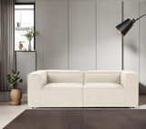 Canapea fixă 2 locuri Fora 2, Ecru, 214x105x66 cm
