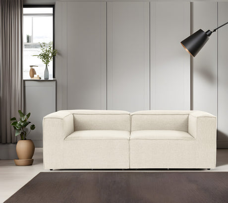 Canapea fixă 2 locuri Fora 2, Ecru, 214x105x66 cm
