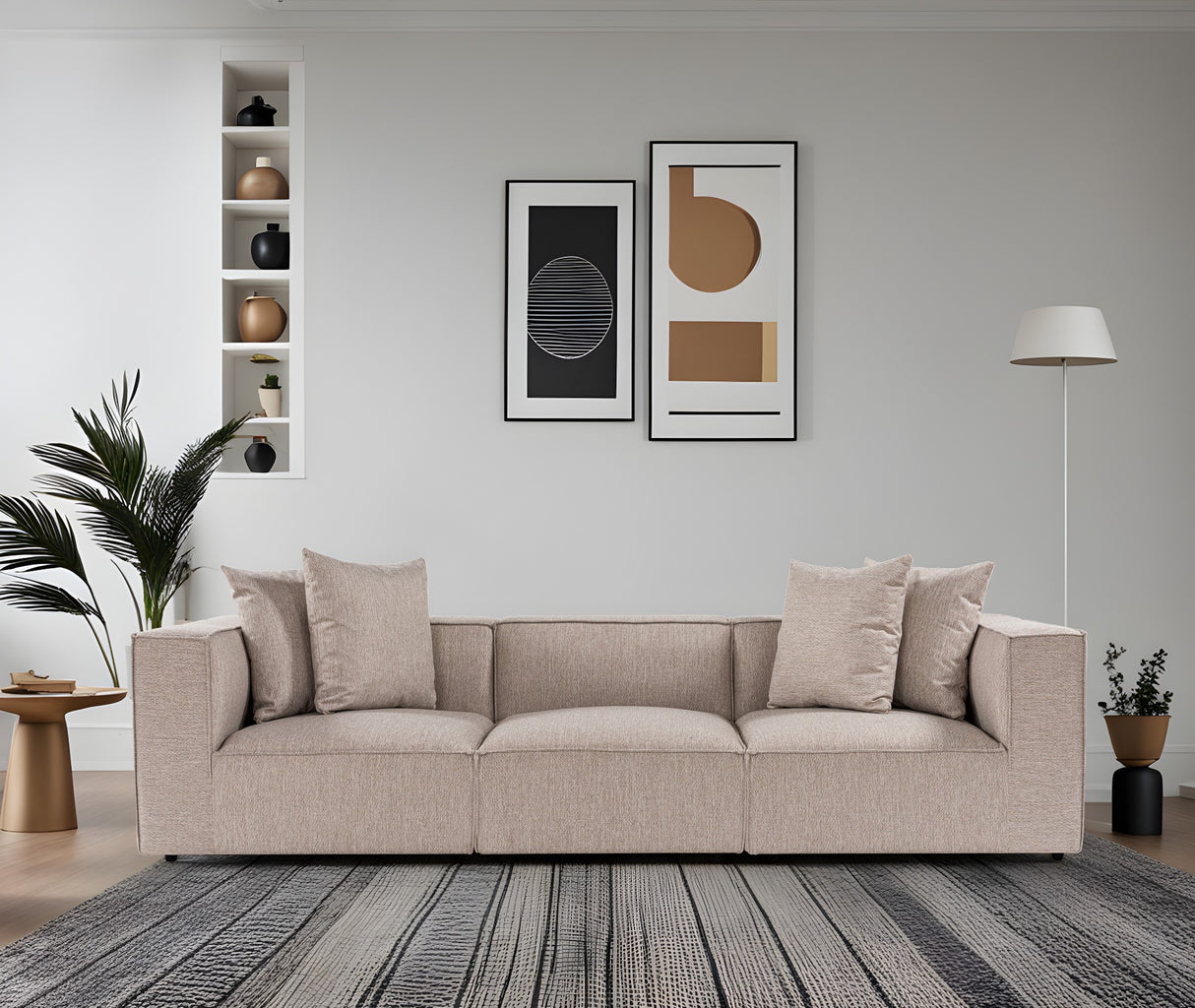 Canapea fixă 3 locuri Sora 3, Diverse culori, 270x95x65 cm - Sand beige | SKU: 560ARE2195 | Canapea fixă 3 locuri Sora 3, 270x95x65 cm, varianta Sand beige, produs pentru amenajarea locuinței, disponibil online în România la CasaMob