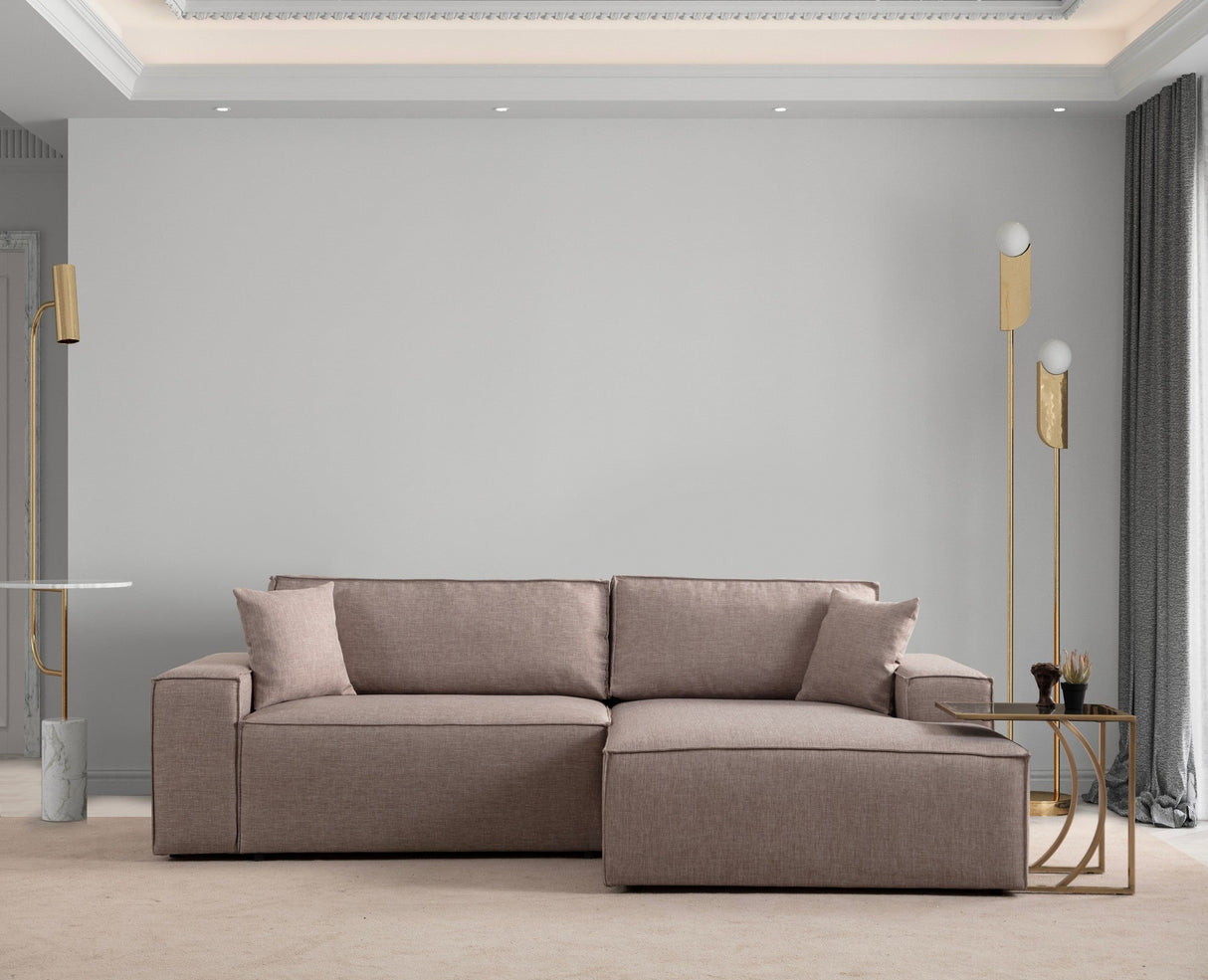 Canapea extensibilă de colț Pırlo, Dreapta, Diverse culori, 260x170x78 cm - Maro | SKU: 560ARE2215 | Canapea extensibilă de colț Pırlo, Dreapta, 260x170x78 cm, varianta Maro, produs pentru amenajarea locuinței, disponibil online în România la CasaMob
