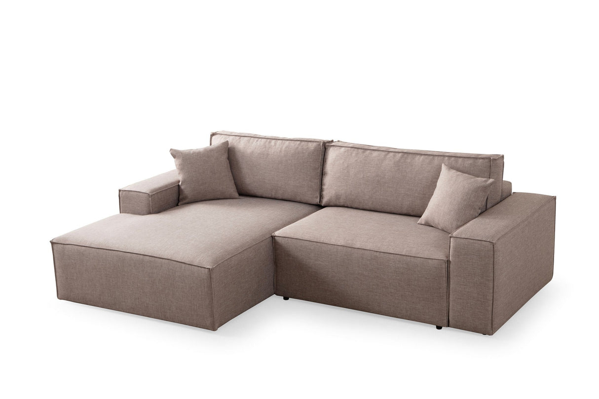 Canapea extensibilă de colț Pırlo, Stânga, Diverse culori, 260x170x78 cm - Maro | SKU: 560ARE2216 | Canapea extensibilă de colț Pırlo, Stânga, 260x170x78 cm, varianta Maro, produs pentru amenajarea locuinței, disponibil online în România la CasaMob