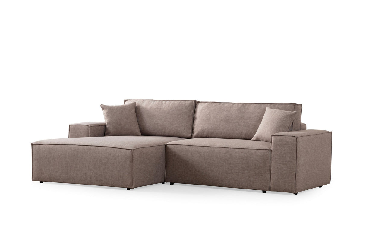 Canapea extensibilă de colț Pırlo, Stânga, Diverse culori, 260x170x78 cm - Maro | SKU: 560ARE2216 | Canapea extensibilă de colț Pırlo, Stânga, 260x170x78 cm, varianta Maro, produs pentru amenajarea locuinței, disponibil online în România la CasaMob