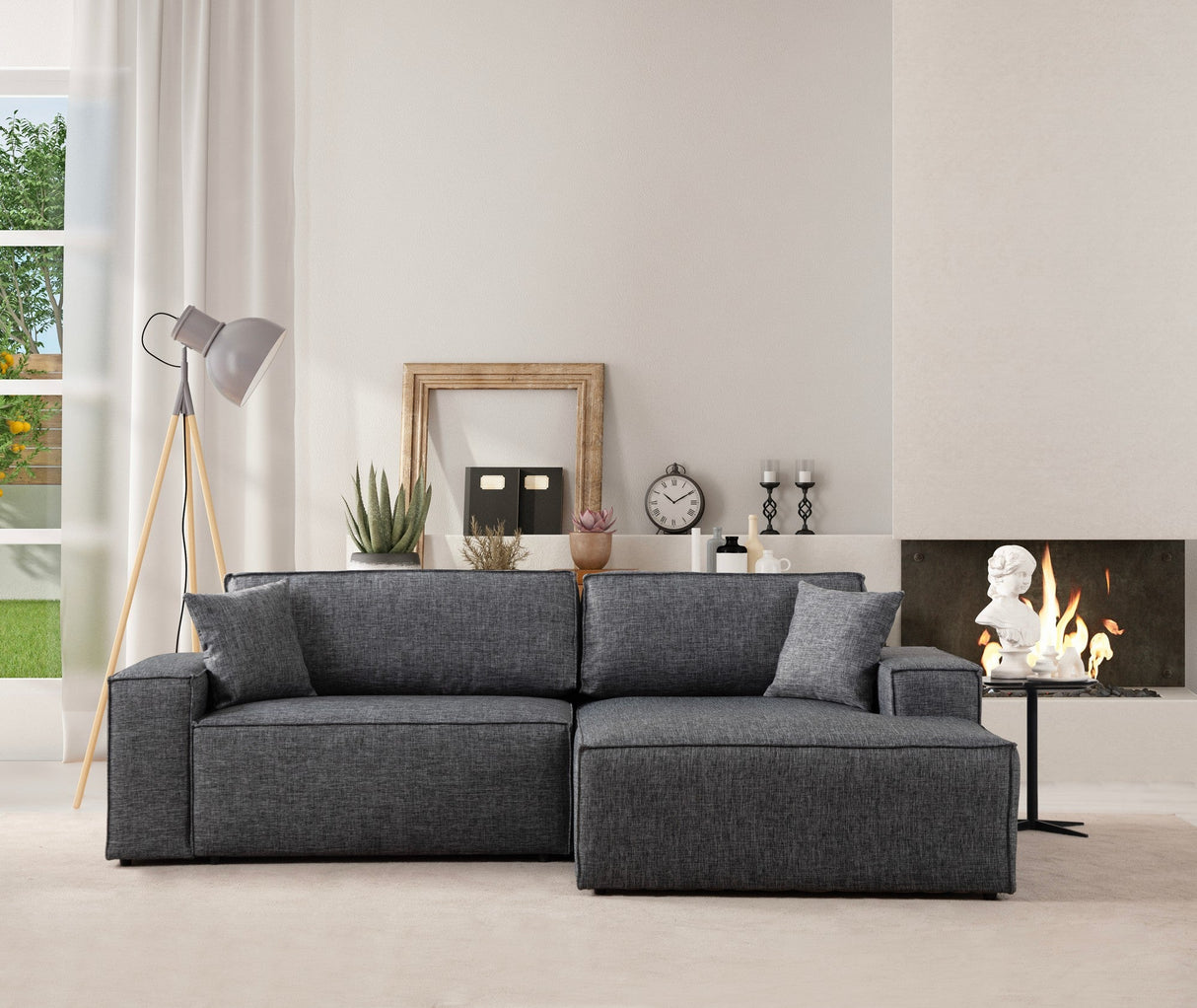 Canapea extensibilă de colț Pırlo, Dreapta, Diverse culori, 260x170x78 cm - Gri închis | SKU: 560ARE2217 | Canapea extensibilă de colț Pırlo, Dreapta, 260x170x78 cm, varianta Gri închis, produs pentru amenajarea locuinței, disponibil online în România la CasaMob