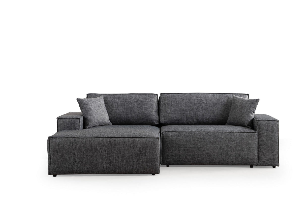 Canapea extensibilă de colț Pırlo, Stânga, Diverse culori, 260x170x78 cm - Gri închis | SKU: 560ARE2218 | Canapea extensibilă de colț Pırlo, Stânga, 260x170x78 cm, varianta Gri închis, produs pentru amenajarea locuinței, disponibil online în România la CasaMob
