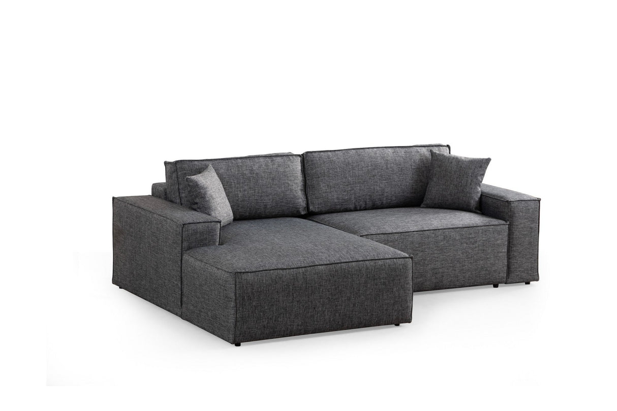 Canapea extensibilă de colț Pırlo, Stânga, Diverse culori, 260x170x78 cm - Gri închis | SKU: 560ARE2218 | Canapea extensibilă de colț Pırlo, Stânga, 260x170x78 cm, varianta Gri închis, produs pentru amenajarea locuinței, disponibil online în România la CasaMob